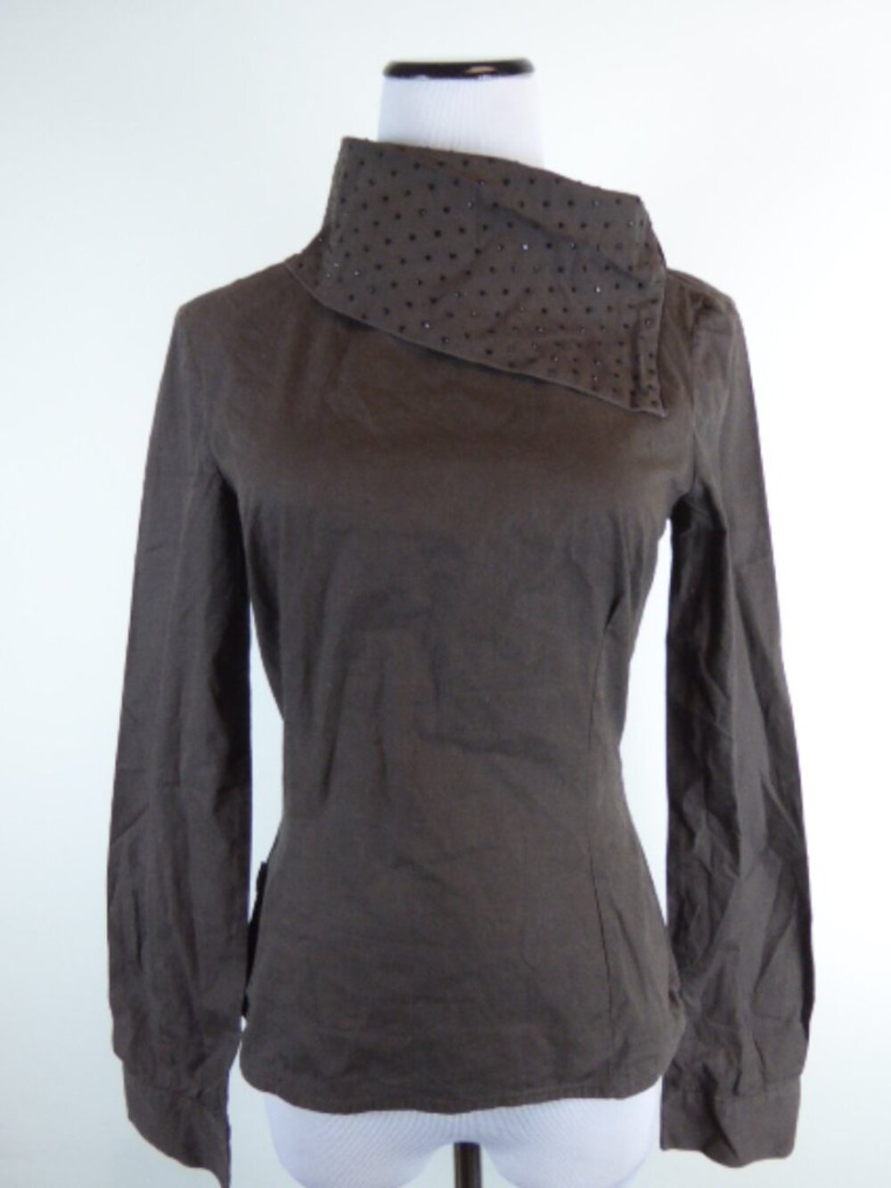 Moschino jeans studded Gray top i42 8 high neck runs small xs